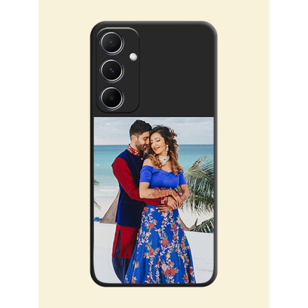 Image Upload With Space Black Color On Custom Soft Matte Mobile Back Cover - Samsung Galaxy M55 5G
