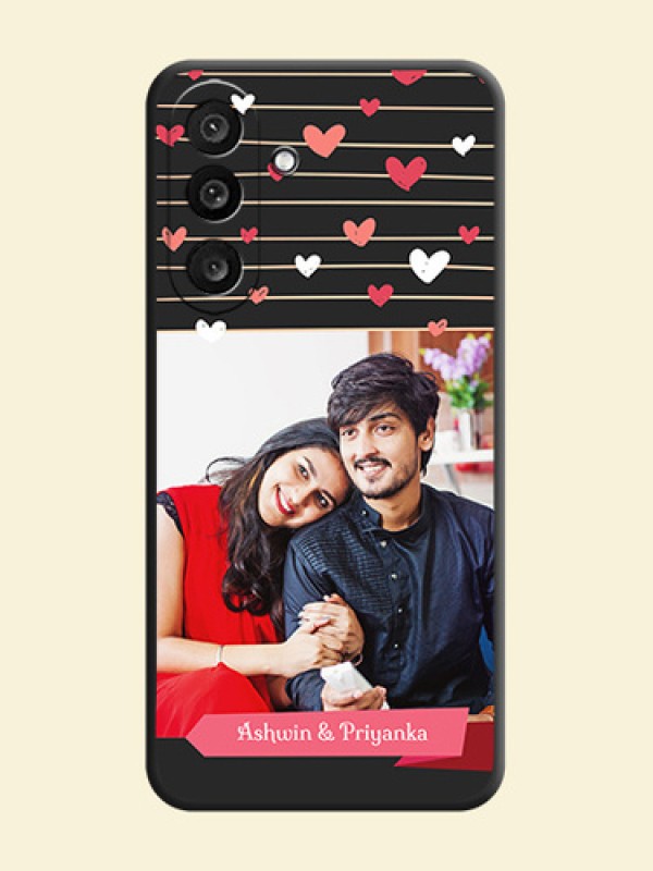 Love Pattern with Name on Pink Ribbon on Photo On Space Black Custom Soft Matte Mobile Back Cover - Samsung Galaxy M56 5G