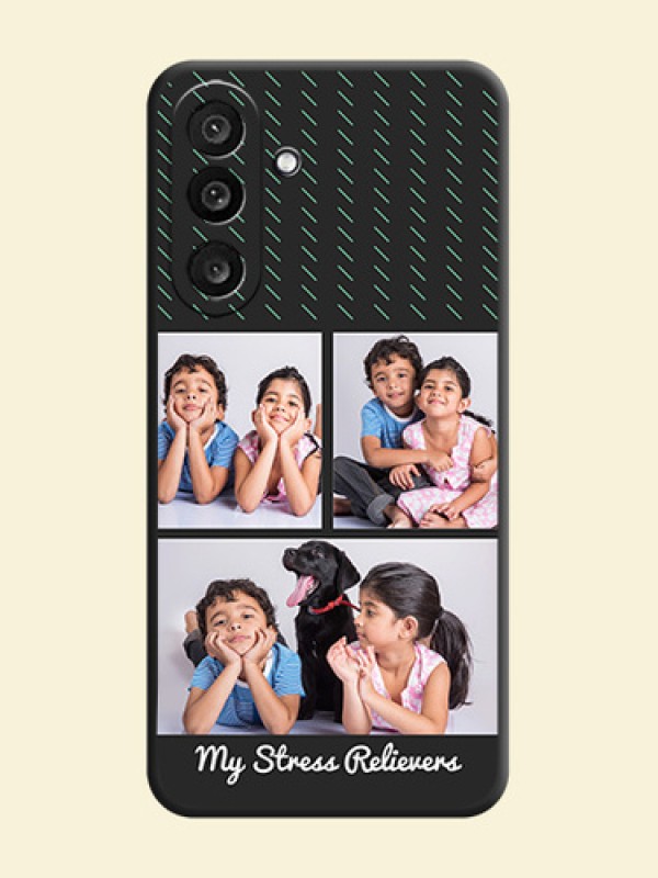 Cross Dotted Pattern with 2 Image Holder On Space Black Custom Soft Matte Mobile Back Cover - Samsung Galaxy M56 5G