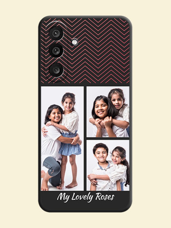 Wave Pattern with 3 Image Holder On Space Black Custom Soft Matte Mobile Back Cover - Samsung Galaxy M56 5G