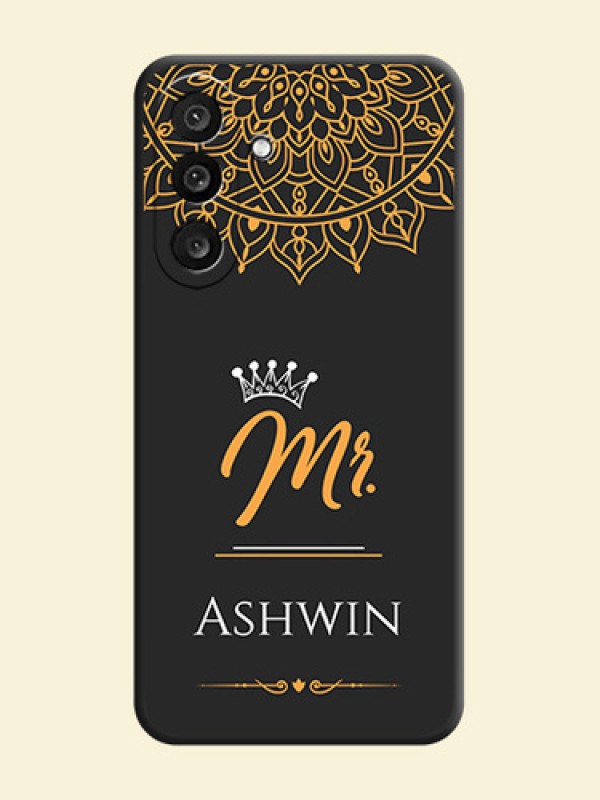 Mr Name with Floral Design On Space Black Custom Soft Matte Mobile Back Cover - Samsung Galaxy M56 5G