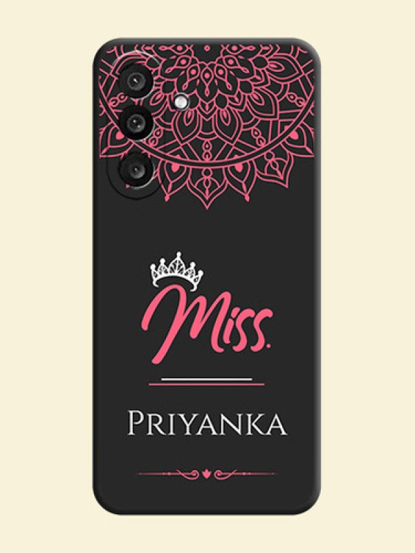 Mrs Name with Floral Design On Space Black Custom Soft Matte Mobile Back Cover - Samsung Galaxy M56 5G