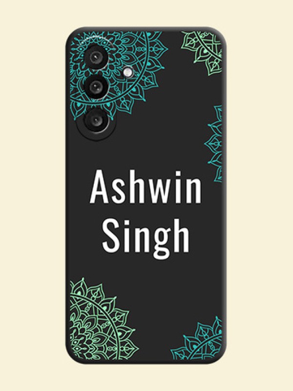 Your Name with Floral Design On Space Black Custom Soft Matte Mobile Back Cover - Samsung Galaxy M56 5G
