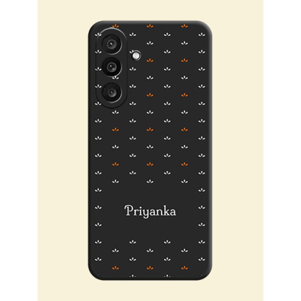 Simple Pattern With Custom Text On Space Black Custom Soft Matte Mobile Back Cover - Samsung Galaxy M56 5G