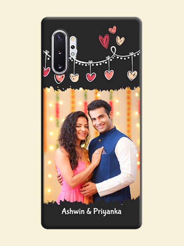Pink Love Hangings with Name on Space Black Custom Soft Matte Phone Cases - Galaxy Note 10 Plus