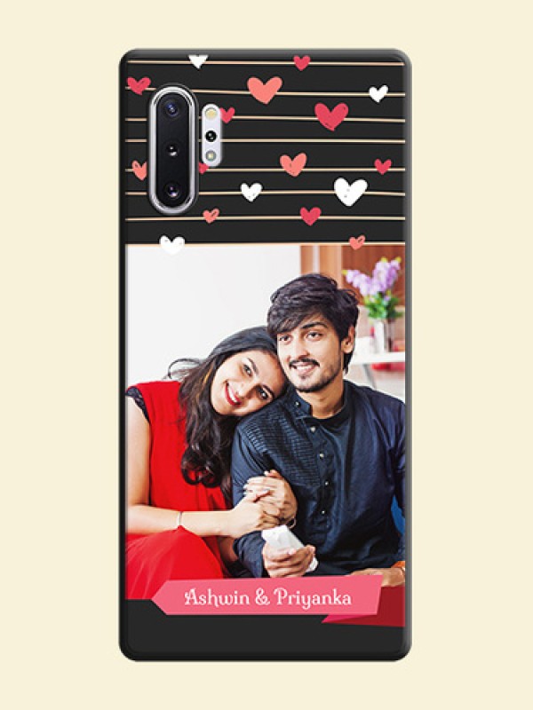 Love Pattern with Name on Pink Ribbon  - Photo on Space Black Soft Matte Back Cover - Galaxy Note 10 Plus