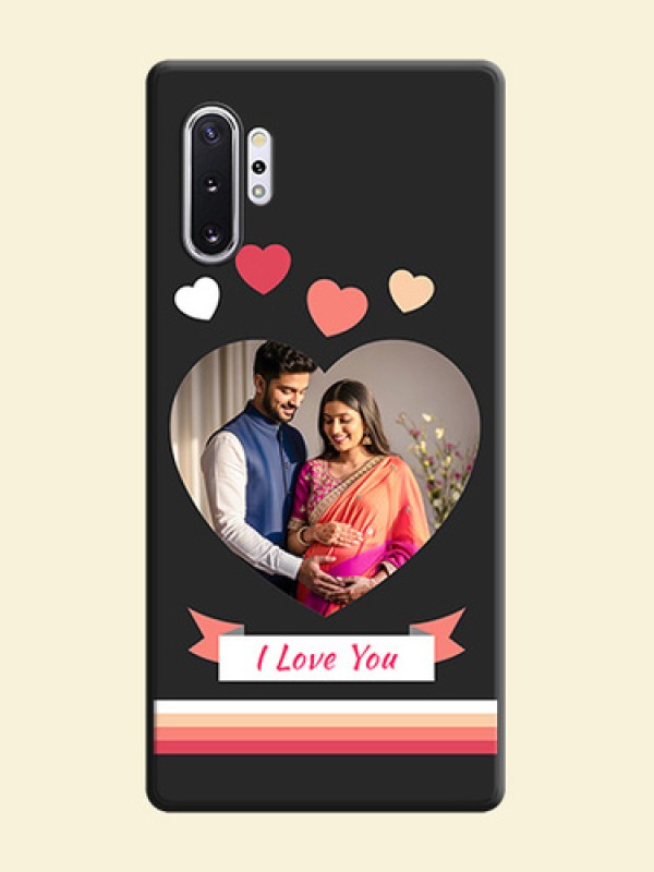 Love Shaped Photo with Colorful Stripes on Personalised Space Black Soft Matte Cases - Galaxy Note 10 Plus