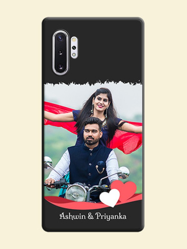 Pink Color Love Shaped Ribbon Design with Text on Space Black Custom Soft Matte Phone Back Cover - Galaxy Note 10 Plus