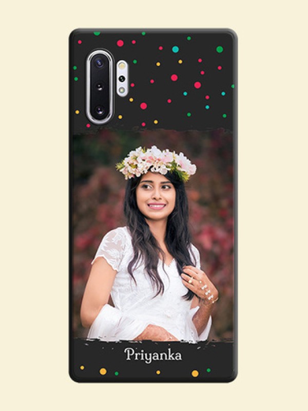 Multicolor Dotted Pattern with Text on Space Black Custom Soft Matte Phone Back Cover - Galaxy Note 10 Plus
