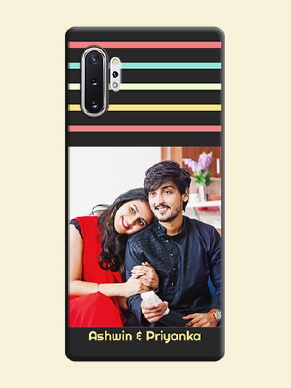 Color Stripes with Photo and Text - Photo on Space Black Soft Matte Mobile Case - Galaxy Note 10 Plus
