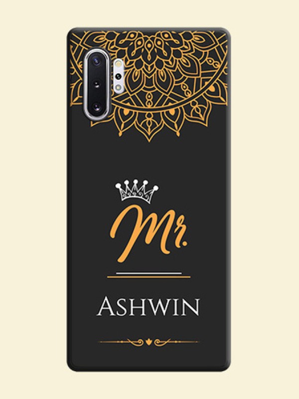 Mr Name with Floral Design  on Personalised Space Black Soft Matte Cases - Galaxy Note 10 Plus