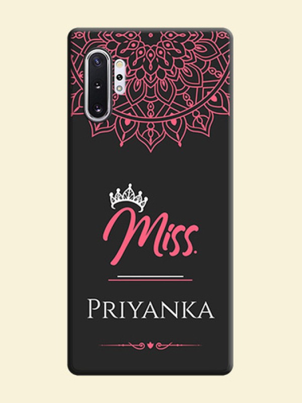 Mrs Name with Floral Design on Space Black Personalized Soft Matte Phone Covers - Galaxy Note 10 Plus