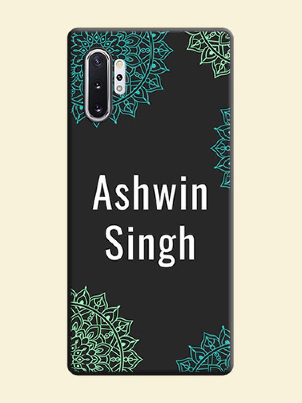 Your Name with Floral Design on Space Black Custom Soft Matte Back Cover - Galaxy Note 10 Plus