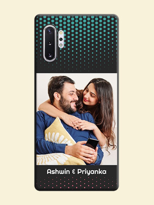 Faded Dots with Grunge Photo Frame and Text on Space Black Custom Soft Matte Phone Cases - Galaxy Note 10 Plus