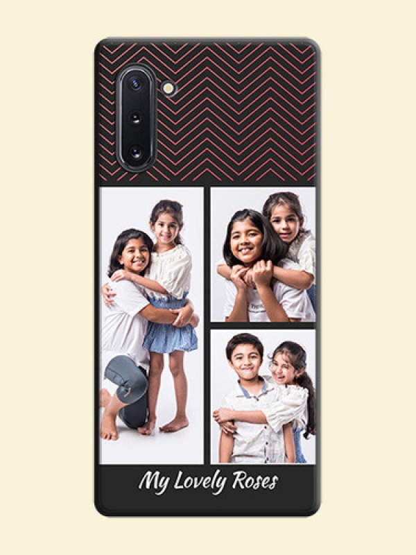 Wave Pattern with 3 Image Holder on Space Black Custom Soft Matte Back Cover - Galaxy Note 10
