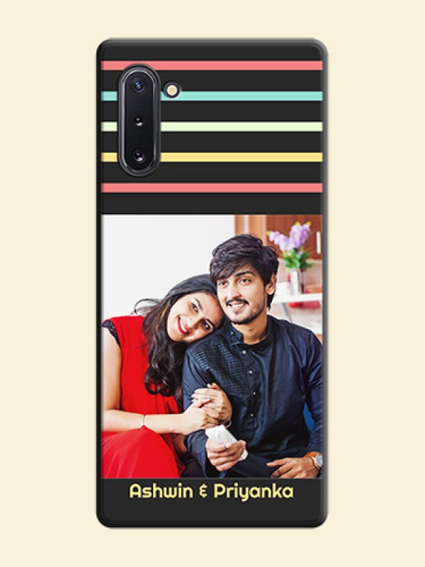 Color Stripes with Photo and Text - Photo on Space Black Soft Matte Mobile Case - Galaxy Note 10