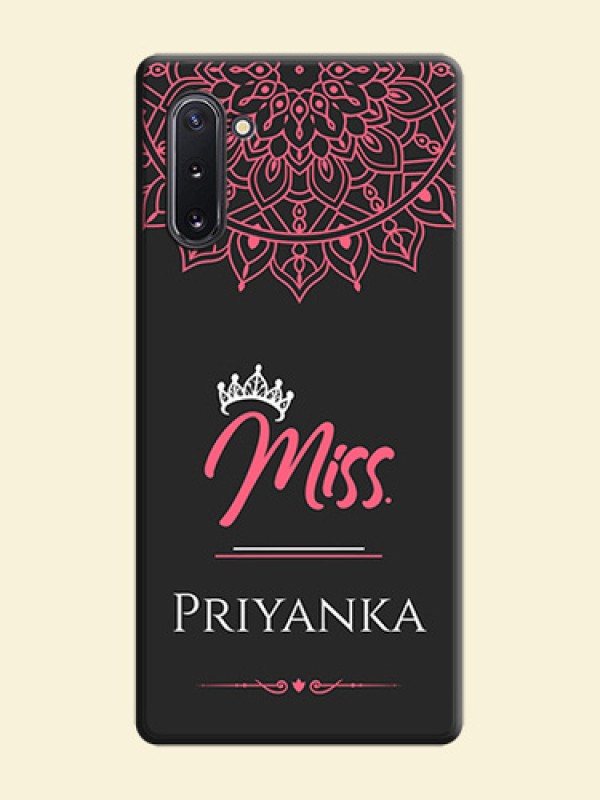 Mrs Name with Floral Design on Space Black Personalized Soft Matte Phone Covers - Galaxy Note 10