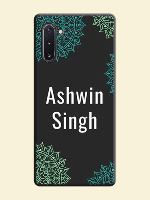Your Name with Floral Design on Space Black Custom Soft Matte Back Cover - Galaxy Note 10