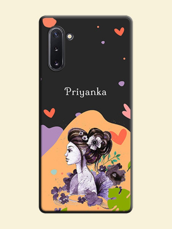 Namecase For Her With Fancy Lady Image On Space Black Personalized Soft Matte Phone Covers -Samsung Galaxy Note 10