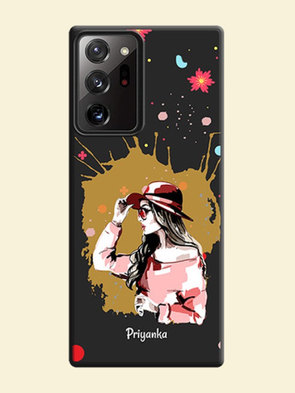 Mordern Lady With Color Splash Background With Custom Text On Space Black Personalized Soft Matte Phone Covers -Samsung Galaxy Note 20 Ultra