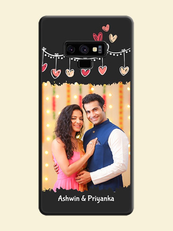 Pink Love Hangings with Name on Space Black Custom Soft Matte Phone Cases - Galaxy Note 9