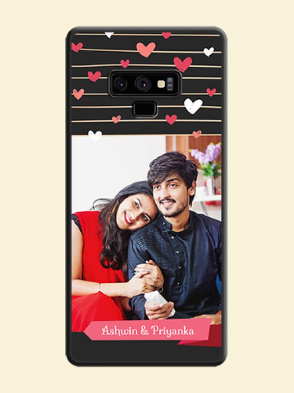 Love Pattern with Name on Pink Ribbon  on Photo on Space Black Soft Matte Back Cover - Galaxy Note 9