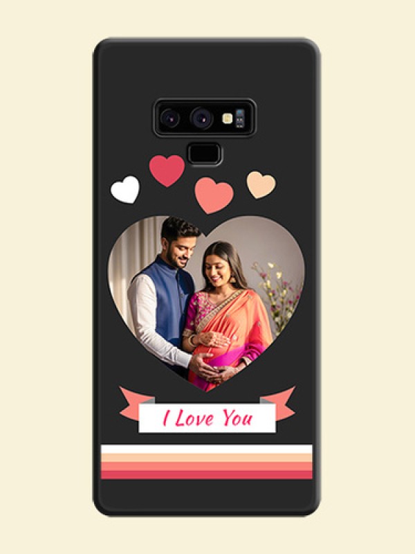 Love Shaped Photo with Colorful Stripes on Personalised Space Black Soft Matte Cases - Galaxy Note 9