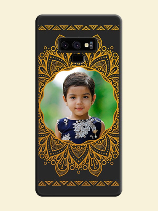 Round Image with Floral Design on Photo on Space Black Soft Matte Mobile Cover - Galaxy Note 9