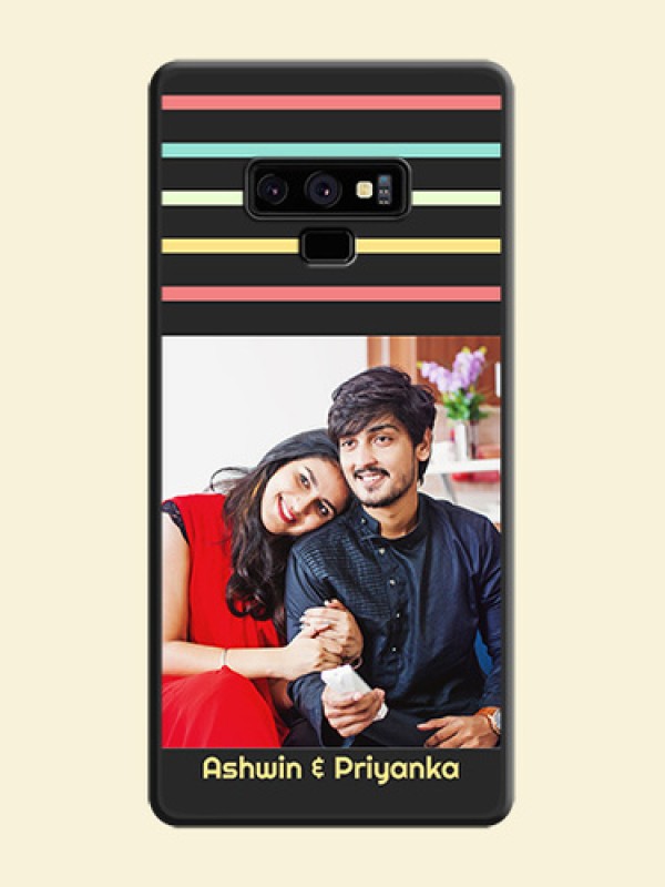 Color Stripes with Photo and Text on Photo on Space Black Soft Matte Mobile Case - Galaxy Note 9