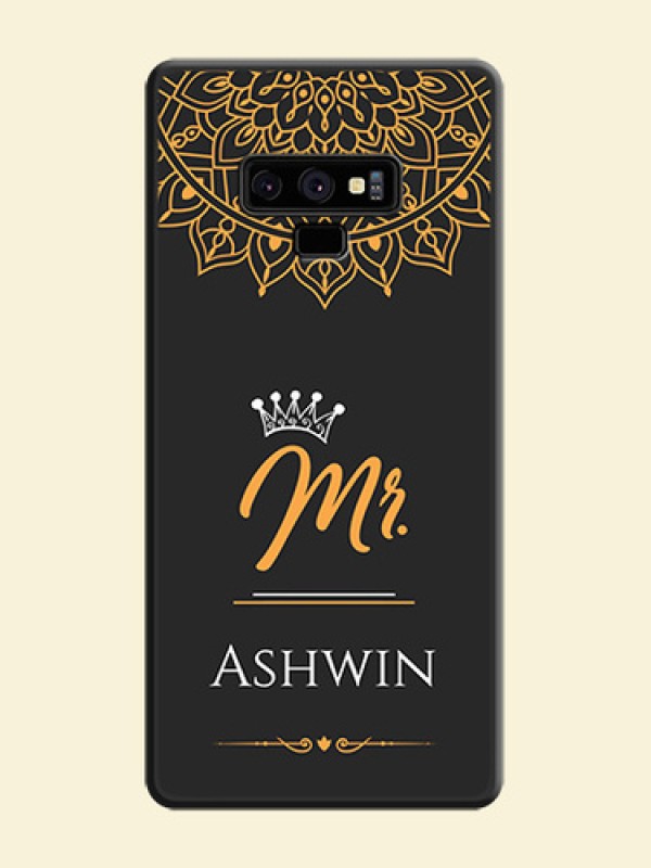 Mr Name with Floral Design  on Personalised Space Black Soft Matte Cases - Galaxy Note 9