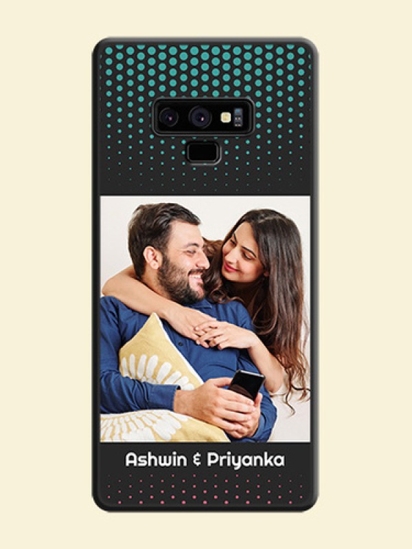 Faded Dots with Grunge Photo Frame and Text on Space Black Custom Soft Matte Phone Cases - Galaxy Note 9