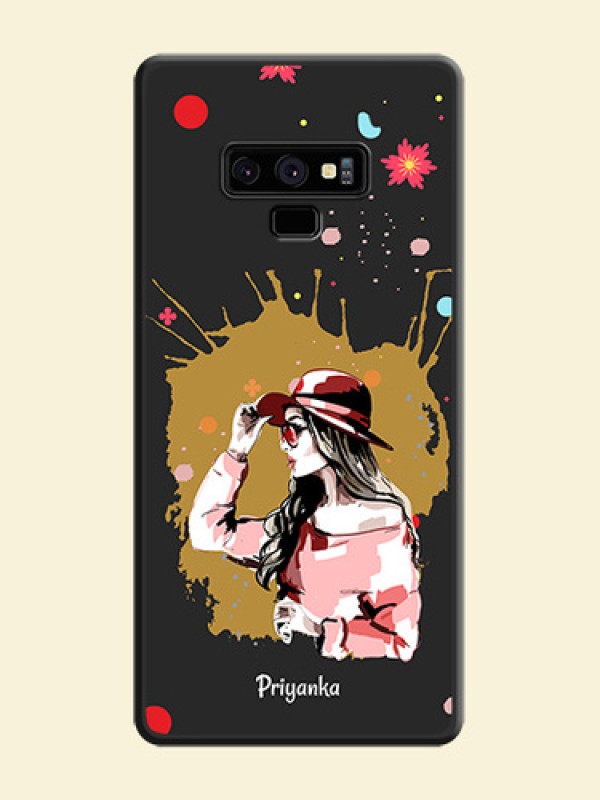 Mordern Lady With Color Splash Background With Custom Text On Space Black Personalized Soft Matte Phone Covers -Samsung Galaxy Note 9
