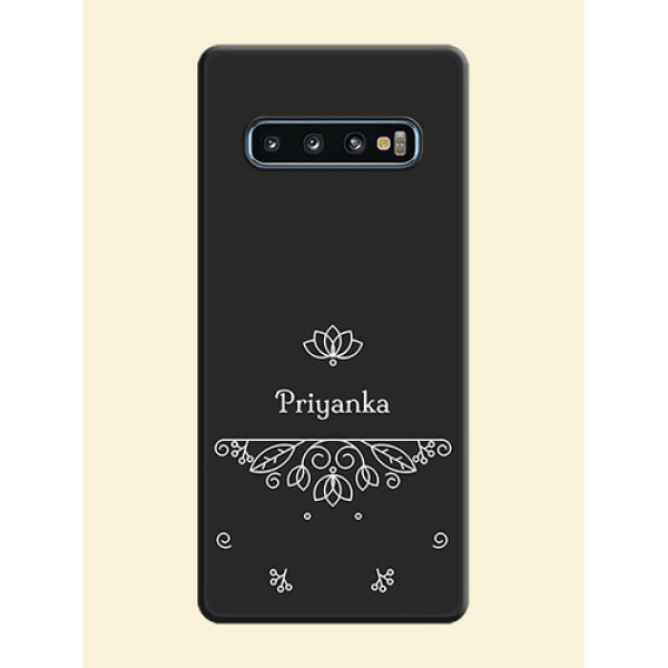 Lotus Garden Custom Text On Space Black Personalized Soft Matte Phone Covers -Samsung Galaxy S10