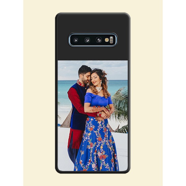 Image Upload With Space Black Color On Custom Soft Matte Mobile Back Cover - Samsung Galaxy S10