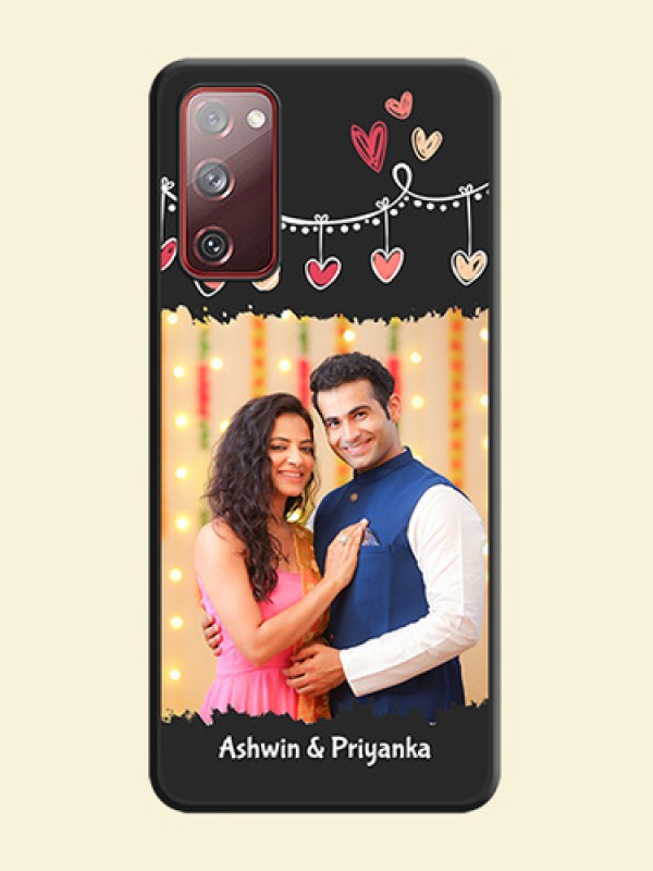 Pink Love Hangings with Name on Space Black Custom Soft Matte Phone Cases - Galaxy S20 FE 5G