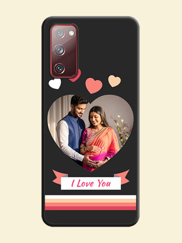 Love Shaped Photo with Colorful Stripes on Personalised Space Black Soft Matte Cases - Galaxy S20 FE 5G