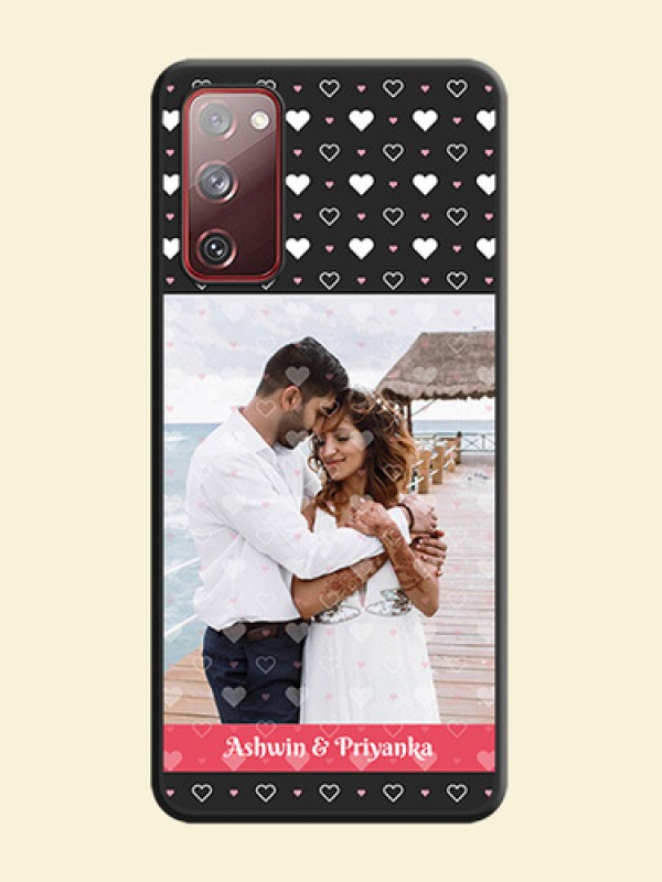 White Color Love Symbols with Text Design on Photo on Space Black Soft Matte Phone Cover - Galaxy S20 FE 5G