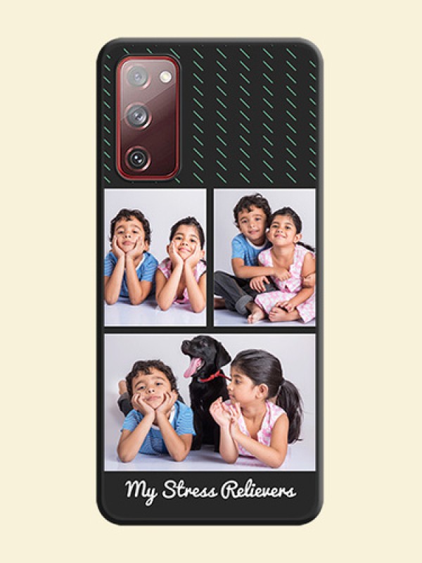 Cross Dotted Pattern with 2 Image Holder  on Personalised Space Black Soft Matte Cases - Galaxy S20 FE 5G