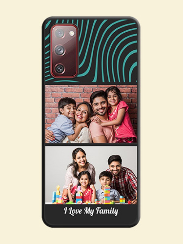 Wave Pattern with 2 Image Holder on Space Black Personalized Soft Matte Phone Covers - Galaxy S20 FE 5G