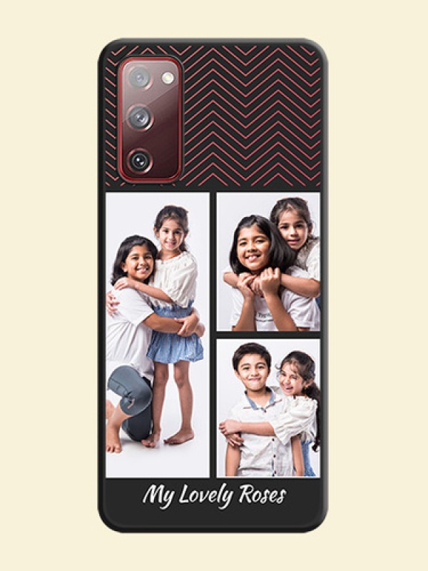 Wave Pattern with 3 Image Holder on Space Black Custom Soft Matte Back Cover - Galaxy S20 FE 5G