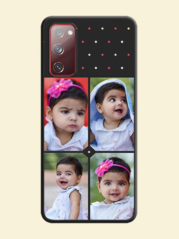 Multicolor Dotted Pattern with 4 Image Holder on Space Black Custom Soft Matte Phone Cases - Galaxy S20 FE 5G