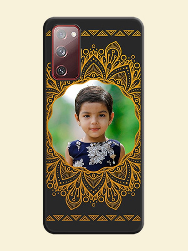 Round Image with Floral Design on Photo on Space Black Soft Matte Mobile Cover - Galaxy S20 FE 5G