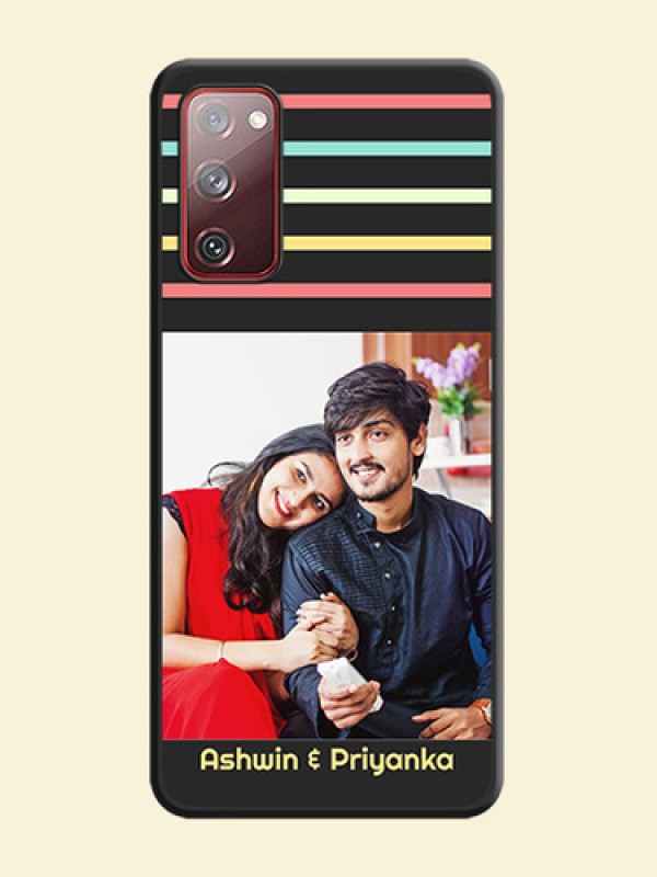 Color Stripes with Photo and Text on Photo on Space Black Soft Matte Mobile Case - Galaxy S20 FE 5G