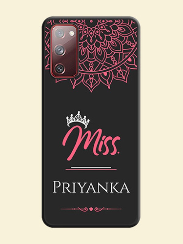 Mrs Name with Floral Design on Space Black Personalized Soft Matte Phone Covers - Galaxy S20 FE 5G