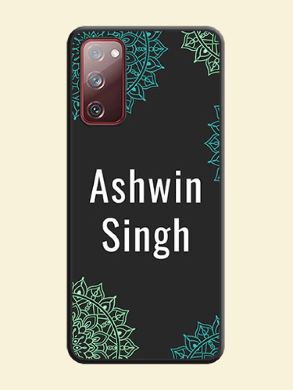 Your Name with Floral Design on Space Black Custom Soft Matte Back Cover - Galaxy S20 FE 5G