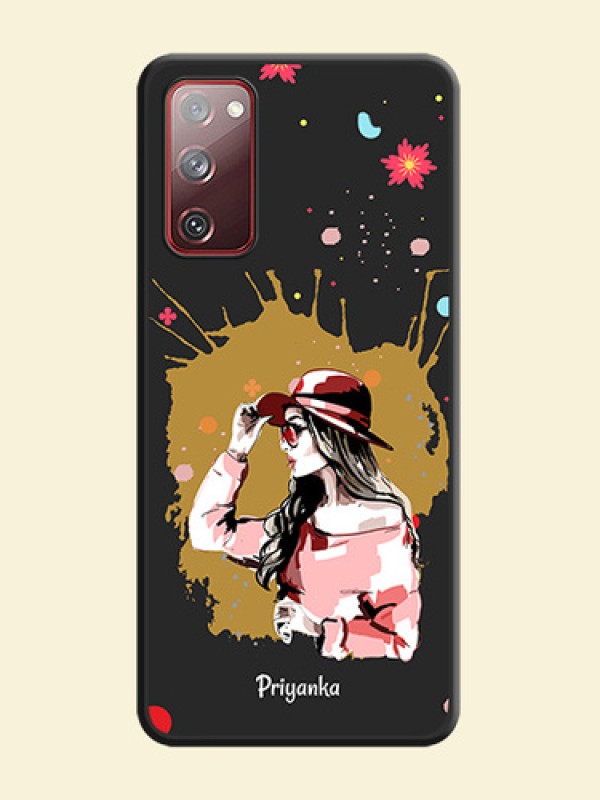 Mordern Lady With Color Splash Background With Custom Text On Space Black Personalized Soft Matte Phone Covers -Samsung Galaxy S20 Fe 5G