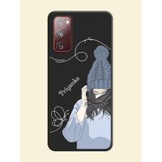 Girl With Blue Winter Outfiit Custom Text Design On Space Black Personalized Soft Matte Phone Covers -Samsung Galaxy S20 Fe 5G