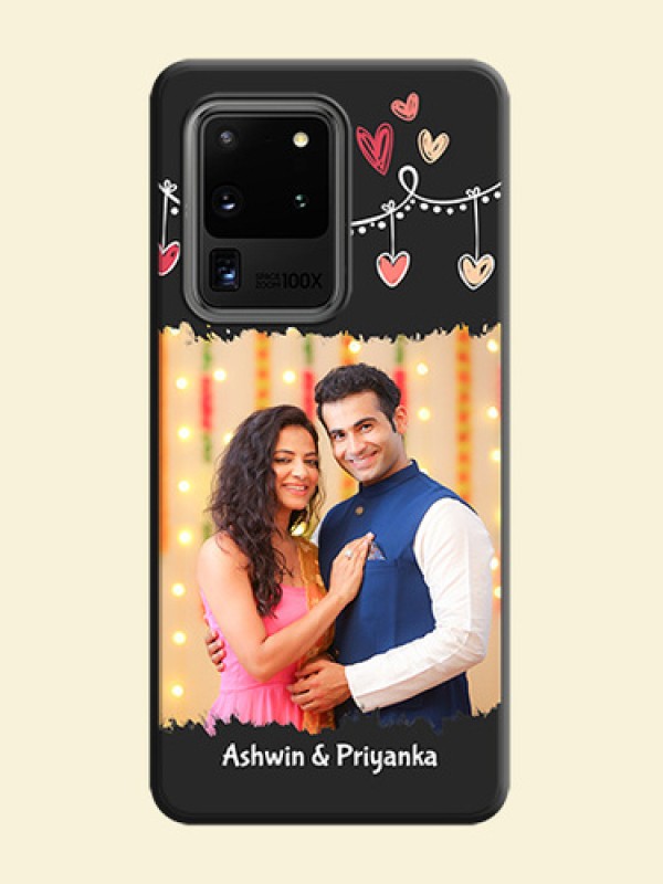Pink Love Hangings with Name on Space Black Custom Soft Matte Phone Cases - Galaxy S20 Ultra