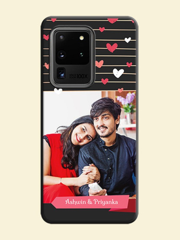 Love Pattern with Name on Pink Ribbon  - Photo on Space Black Soft Matte Back Cover - Galaxy S20 Ultra