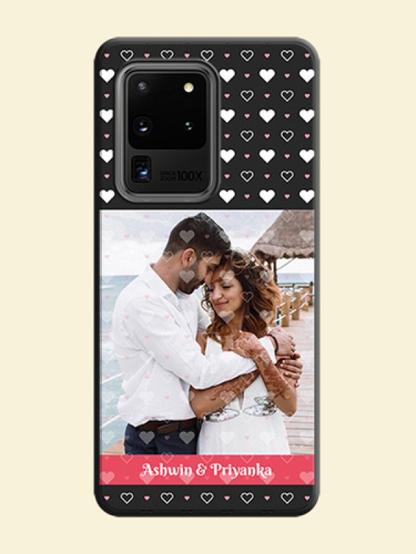 White Color Love Symbols with Text Design - Photo on Space Black Soft Matte Phone Cover - Galaxy S20 Ultra